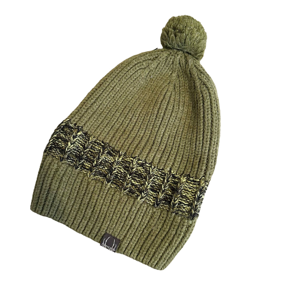 Spyder Green Knit Ribbed Slouchy Beanie with Pompom